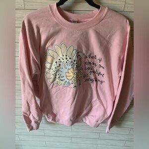 Thanksgiving day sweat shirt with turkey and saying the front